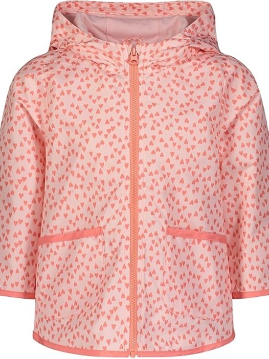 Simple Joys Other - Girls' Pink Heart-Print Hooded Raincoat